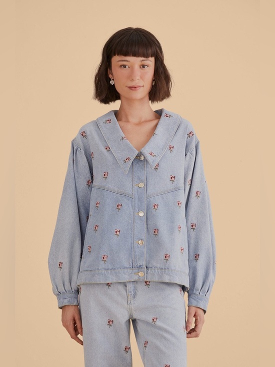 FARM Rio Jackets & Blazers - Farm Rio Rose Embroidered Denim
Jacket
